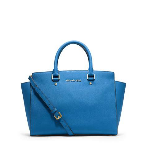 michael michael kors selma medium saffiano leather satchel pale blue|selma saffiano leather bag review.